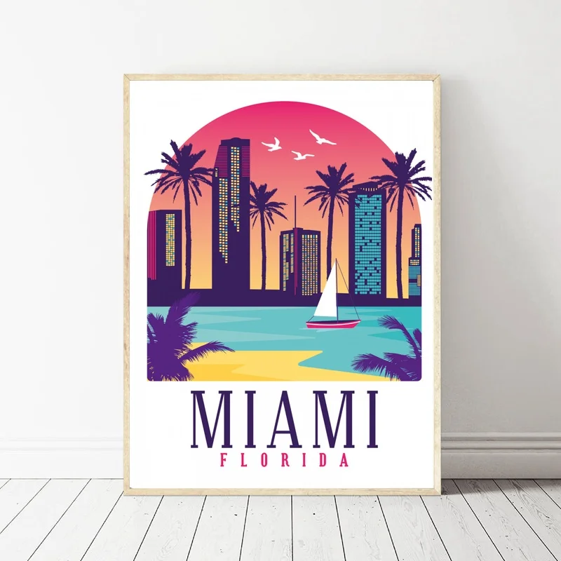 

Retro Vintage Istanbul London Mexico Miami Moscow Tourism City Art Canvas Poster Pictures for Living Room