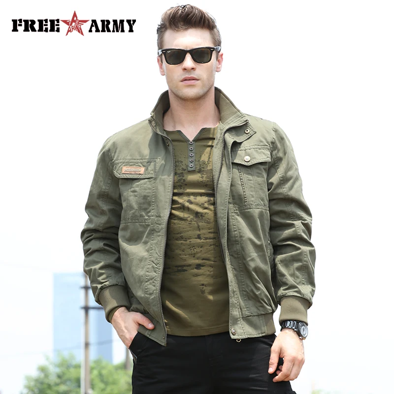 

Free Army Jacket Men Autumn Spring 2018 Fashion Contracted Military Jacket Men Clothes Fit Outfit Army Green Mens Coat MS-606