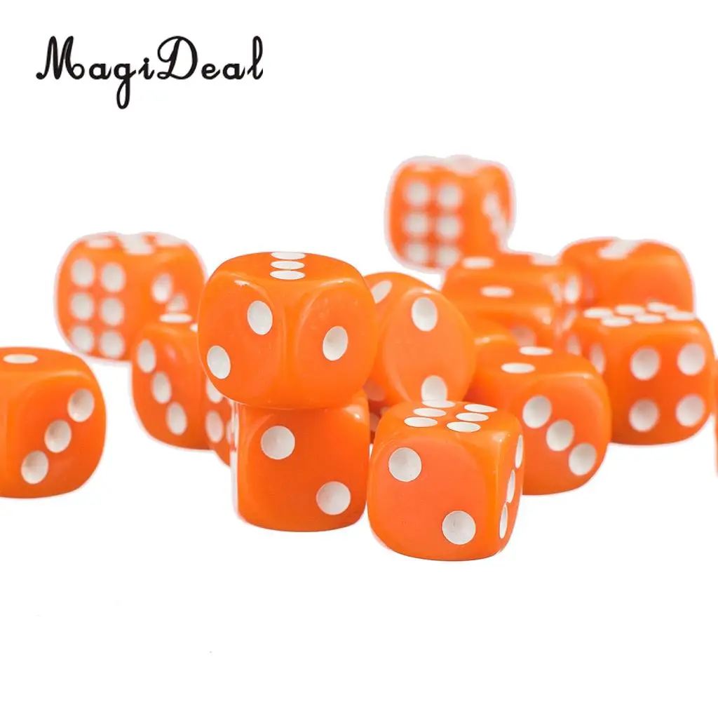 MagiDeal 50x12mm Opaque Acrylic Six Sided Spot Dice D6 for Friends Family Party Club Play D&D RPG TRPG Games Funny Toys 7 Colors