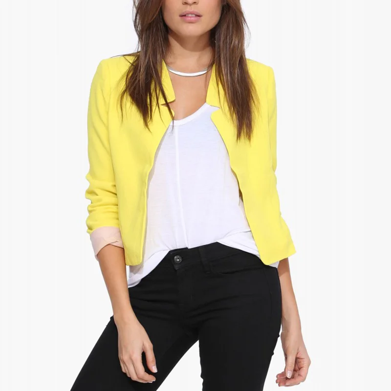 Блейзер Feminino 2016 Осень Женская Мода Slim Fit Blazer Куртки С Длинными Рукавами Пиджак