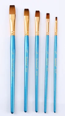 5 шт/лот жемчужно-Синяя Нейлоновая кисть для рисования волос Студенческая ручка для рисования набор разной формы ручка головка акварельные акриловые принадлежности художественные Кисти - Цвет: Flat