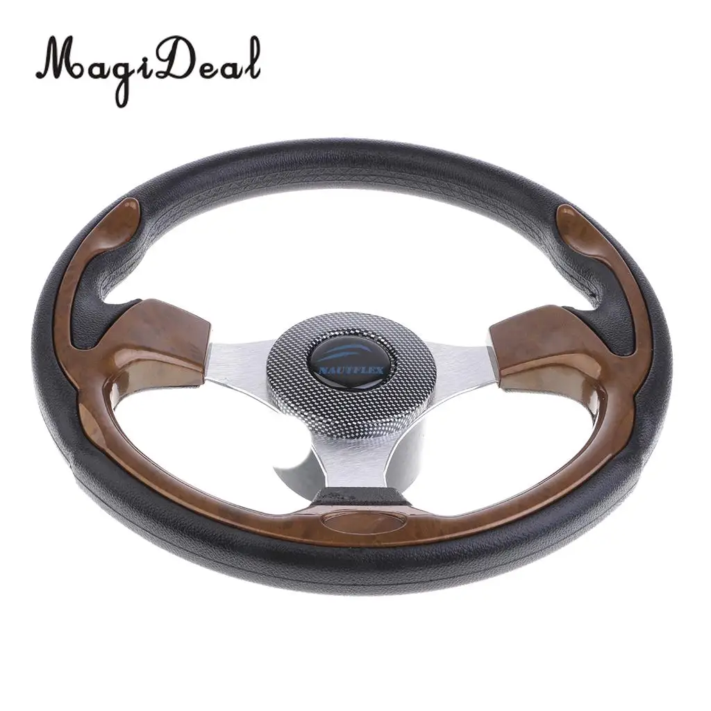 MagiDeal 320mm Aluminum Alloy Marine Boat Pontoon Steering Wheel 3