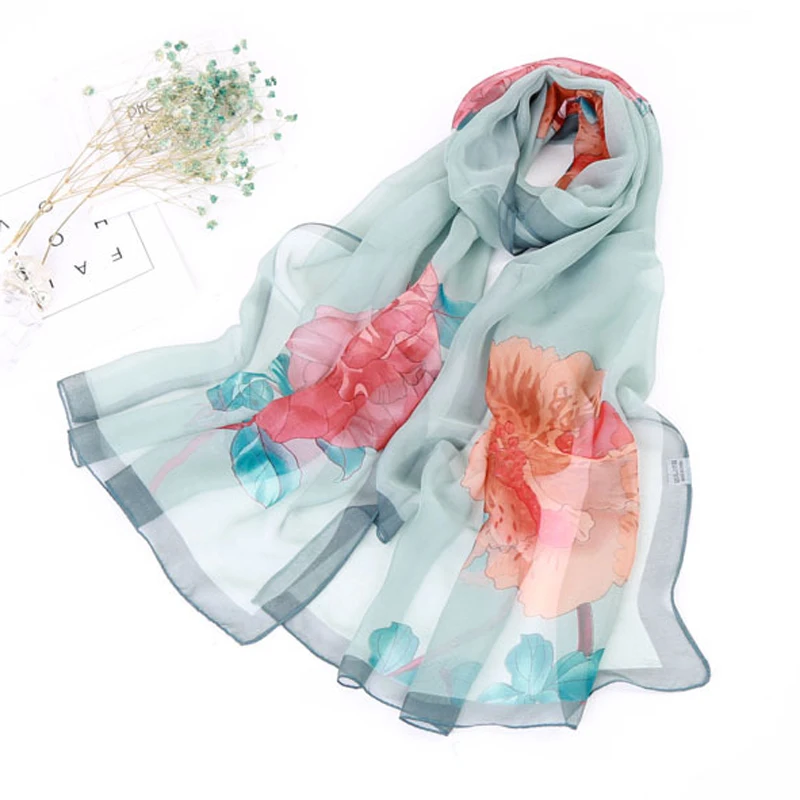 

Fashion 2018 New Arrived Summer Ladies Thin Section Scarf Wild Silk Scarf Sunscreen Rose Shawl Scarves For Women bandana hijab