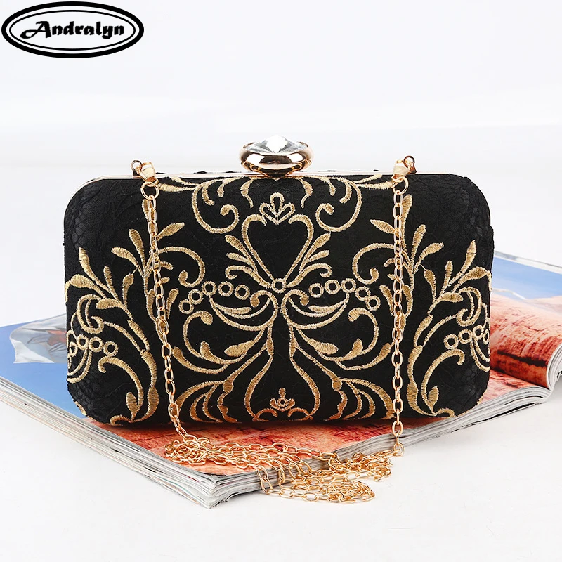 Andralyn New Printed Gold Embroidery Evening Bag Vintage Chain Shoulder Messenger Bag Clutch Lady Party Dinner Wedding Handbags Andralyn New Printed Gold Embroidery Evening Bag Vintage Chain Shoulder Messenger Bag Clutch Lady Party Dinner Wedding Handbags