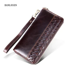 Натуральная кожа Для мужчин сцепления Для мужчин длинный кошелек с застежкой-молнией чехол для телефона портмоне с отделениями для кредитных в виде кошелька, с карманом для карточек кошелек-клатч мужской YS1297