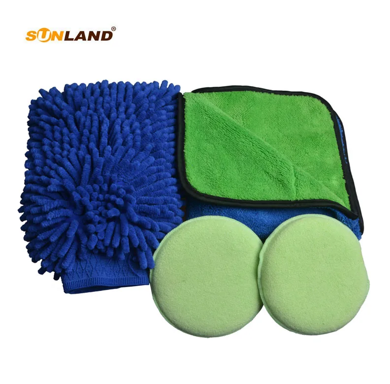 Sinland Microfiber Towel Car Cleaning Tools Kit Car Wash Mitt, Super Absorbent Microfiber Drying