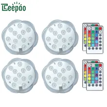

4Pcs 12 LED Underwater Lights Remote Controlled RGB Submersible Light Battery Operated Swimming Pool light Lamp Baby Washing Toy