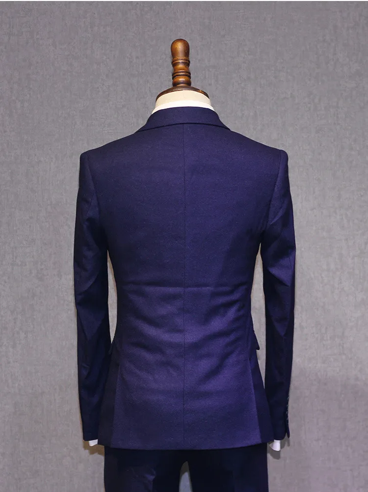 Blue (Jacket+Pants) 2 Pieces 2019 New Fashionable Mens Suits Custom Made Best Men Suits Double Breasted Wedding Groom Tuxedos