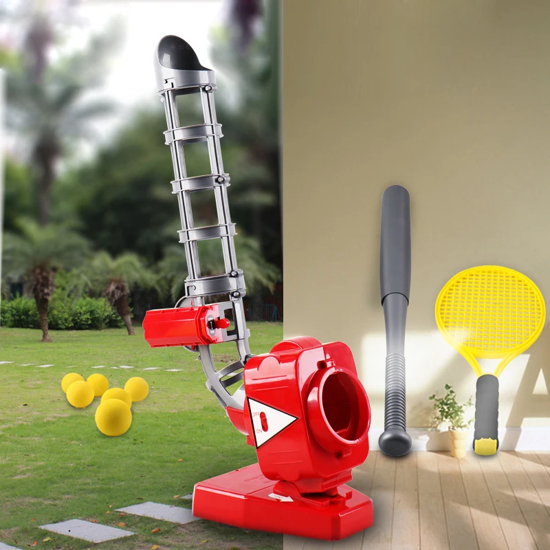 Родитель-ребенок теннис служить машина с 5 шариками+ ракетка+ бейсбол бар подача учебный робот спортивная игрушка подарок Отправитель 4* AAA батарея