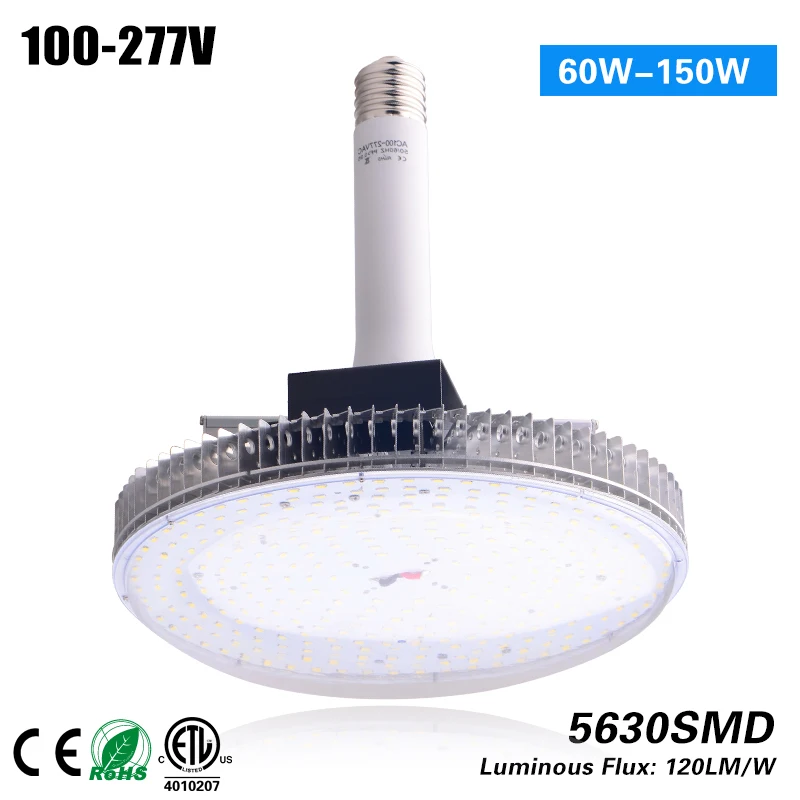 Free shipping 100w high bay light E26/E27/E39/E40 CE ROHS ETL 5years warranty 100-277VAC