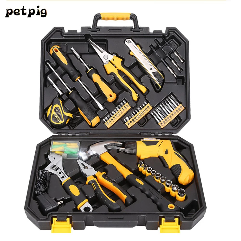 

Petpig Home Repair Tool Set Screwdriver Wrench Hammer Combination Tool Set High Quality Repair Kit Portable Decoration