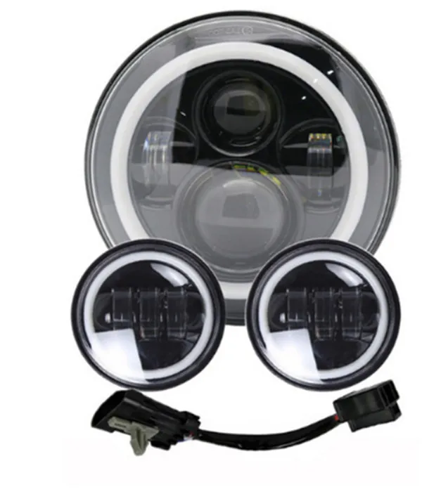 Black light set 7 дюймов мотор светодиодный фар 4,5 дюймов Противотуманные огни для мотоцикла Electra Road Glide Softail Fat Boy Touring - Цвет: Black light set