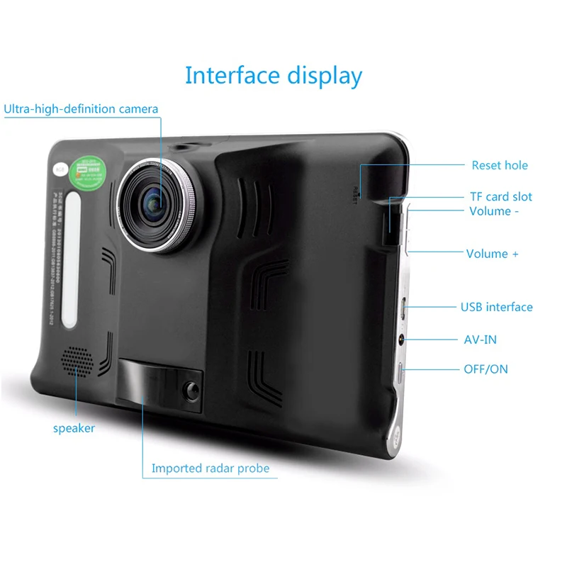Car DVR Dash Cam - Anti-Radar Detector, GPS Navigation, Android OS, Quad-Core CPU, 7 Inch Display, WiFi, 1_2.5 Inch CMOS20170621_0149