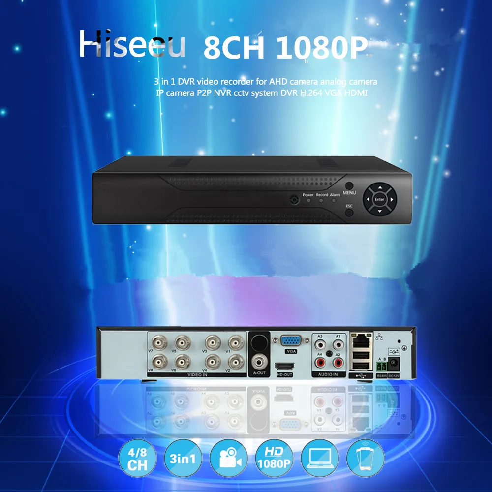 

8CH 1080P 5 in 1 DVR Digital Video Recorder For AHD Camera Analog IP Camera P2P NVR CCTV System H.264 VGA HDMI Hiseeu 39