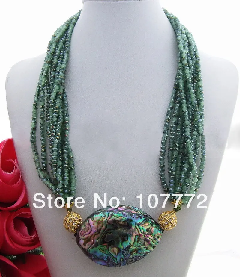 

Beautiful! 10 strands Abalone Shell&Crystal Necklace free shipment