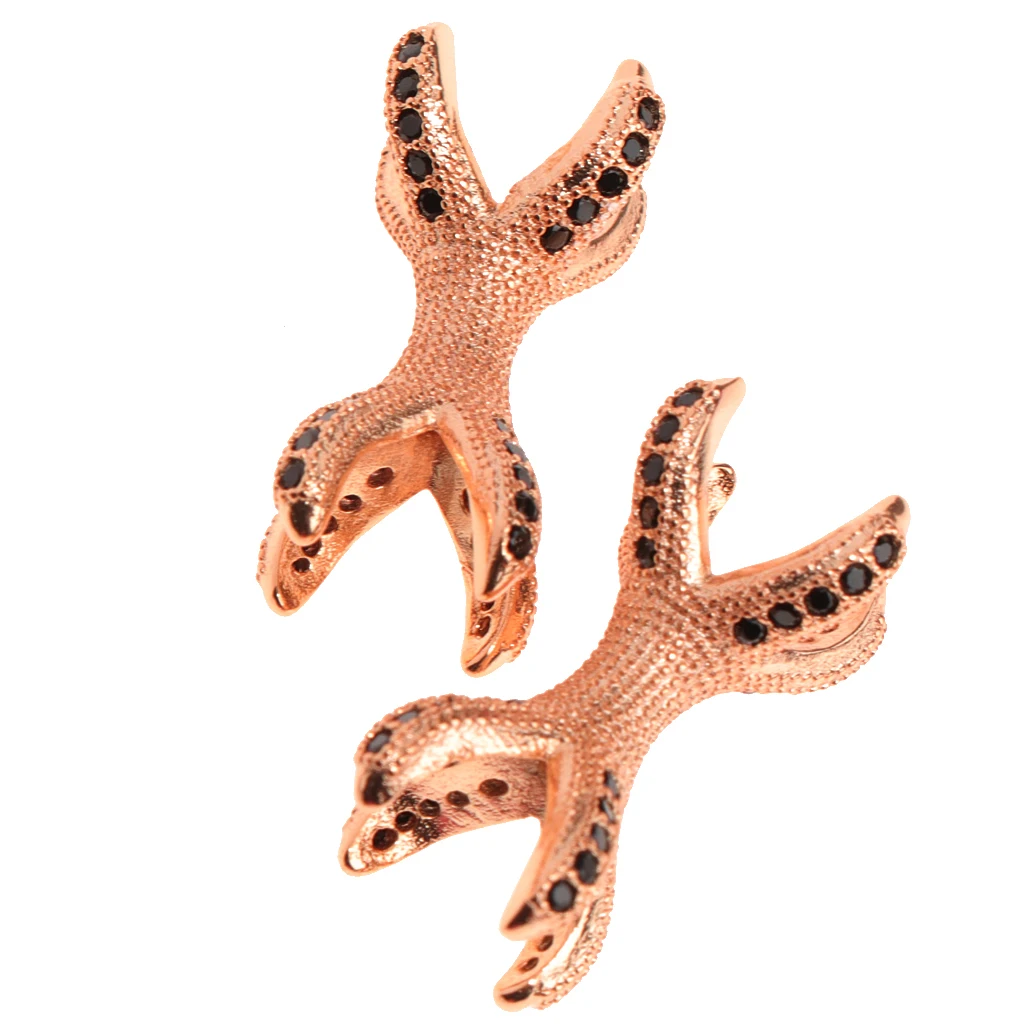2 Pieces Micro Rhinestone Eagle Claw Bracelet Connector Beads Animal 8 Paw Design Punk Mens DIY Jewelry