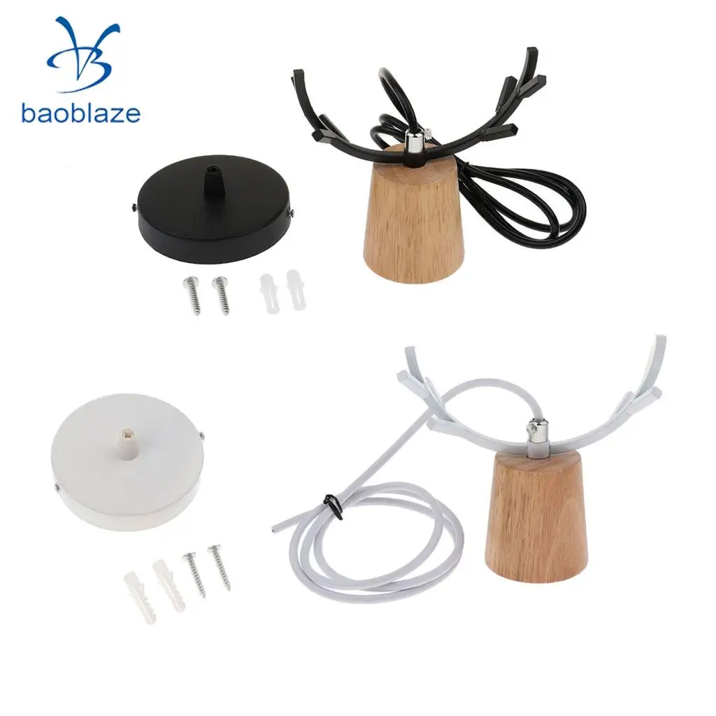  Nordic Style Wood Antler Chandelier / Wall Iron Pendant Lamp Sconce Dining Living Room Aisle Hotel