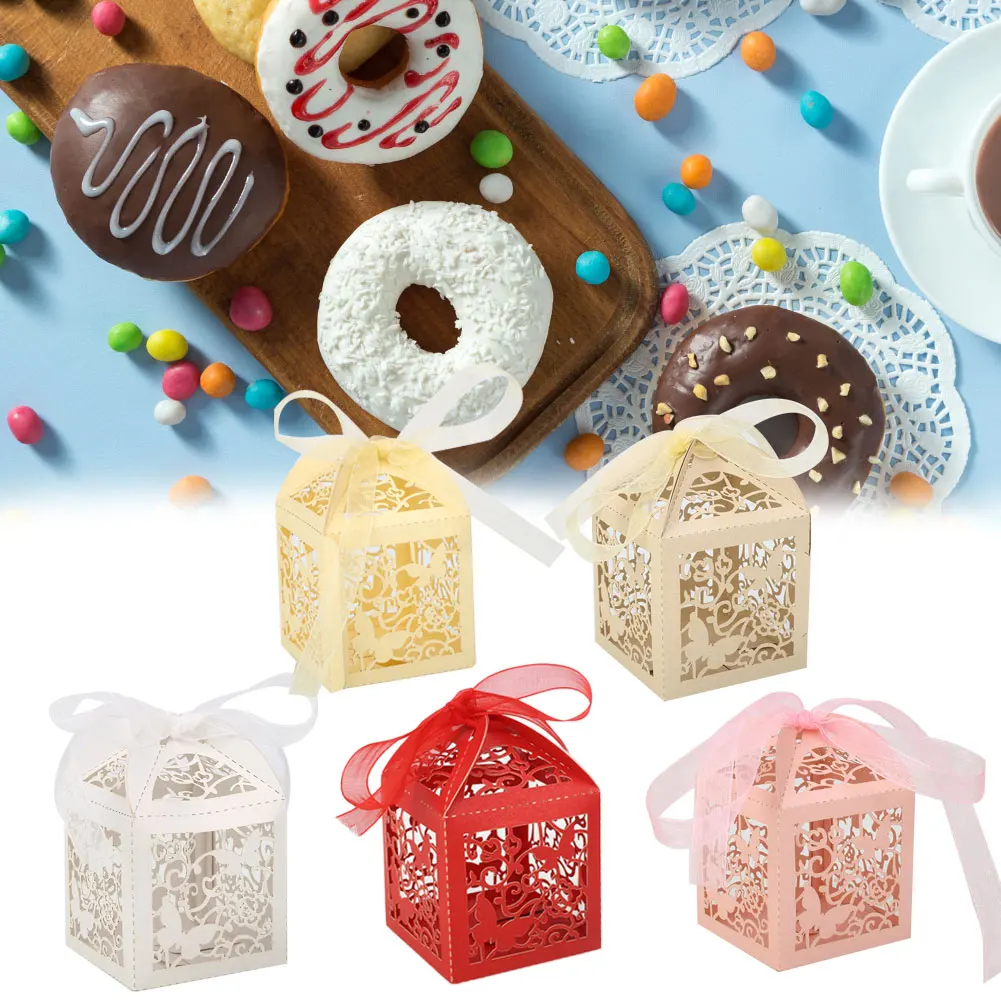 

5 Color Butterfly Hollow Candy Packaging Candy Boxes Ribbon Gift Box Cute Portable