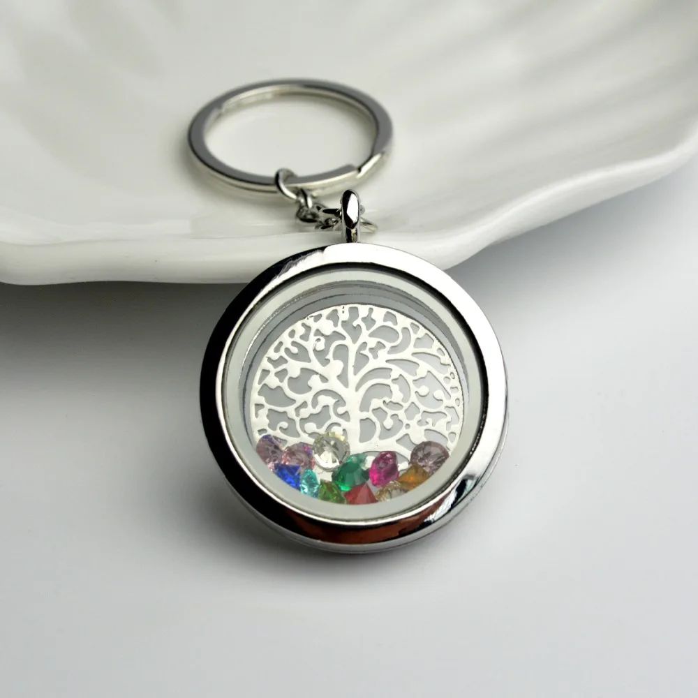 2016 New !! 30mm Round living locket keychains high quality floating