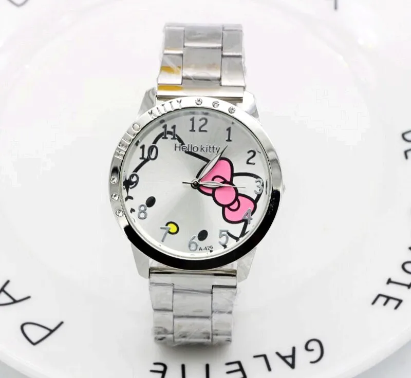 

New Arrive Lovely Hello Kitty Watch Children Girl Women Dress Fashion Crystal Quartz Wristwatch Female Watch relogio feminino