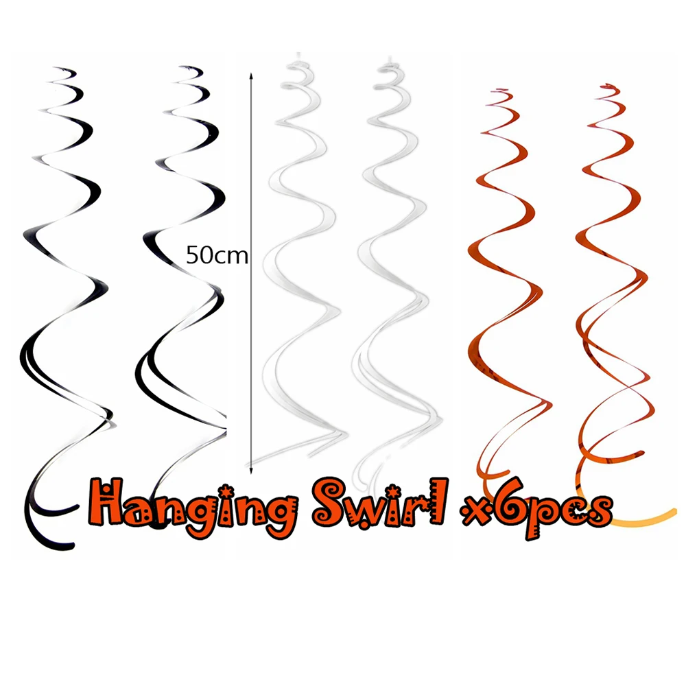 

6pcs 50cm Halloween Party Hanging Swirl Decorations Wall Dangling Ceiling Whirls Kids Birthday Supplies Trick or Treat