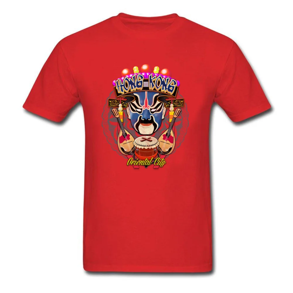 Hong Kong Mask Design T-Shirt for Male 100% Cotton Fabric Summer Fall Tops & Tees Tee Shirt Short Sleeve Creative Round Collar Hong Kong Mask red