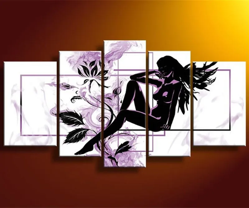 

Abstract Flower Nude Oil Painting on Canvas Hand-painted Sexy Naked Women Paintings Modern Home Decor Wall Art 5 Piece Picture