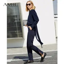 Amii минималистский 2019 работы брюки для девочек для женщин офисные женские туфли мягкие эластичный пояс плюс размеры