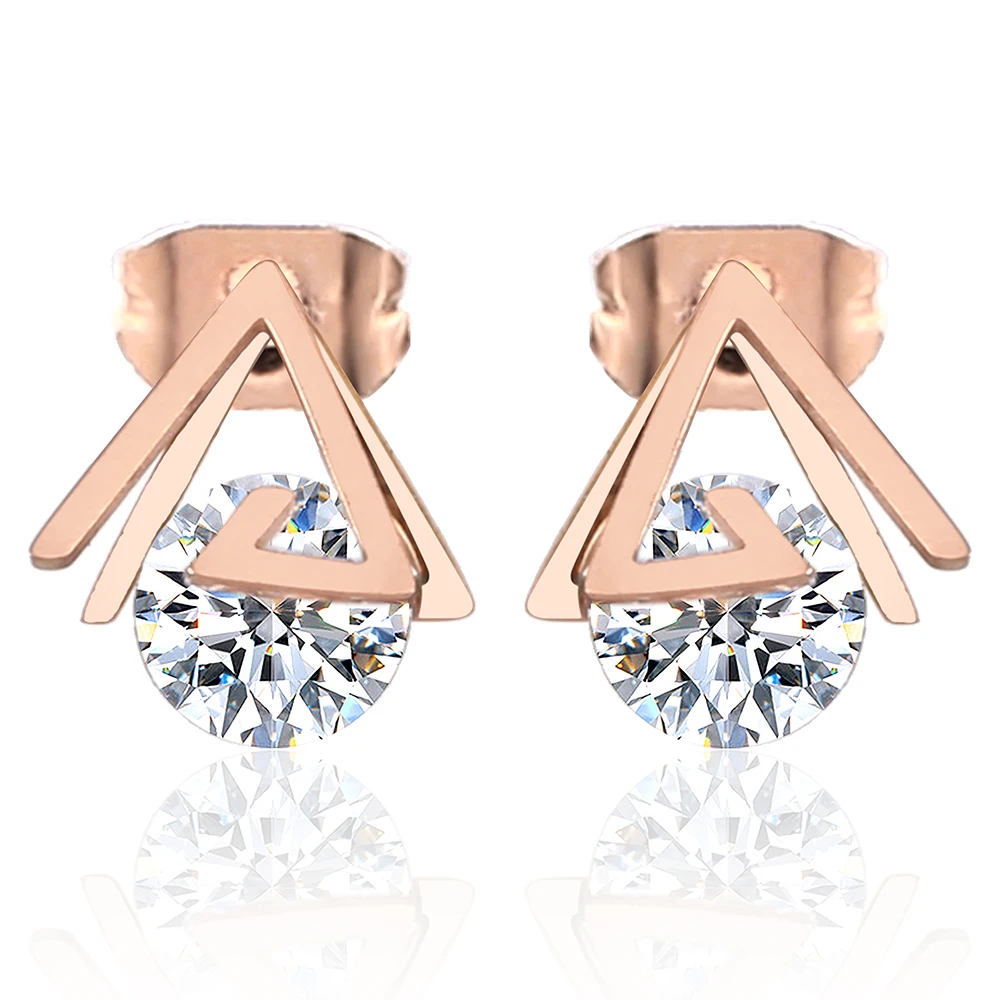 

OUFEI Stainless Steel Jewelry Woman Vogue 2019 Rose Gold Crystal Charm Stud Earrings For Women Personalized Jewelry Accessories