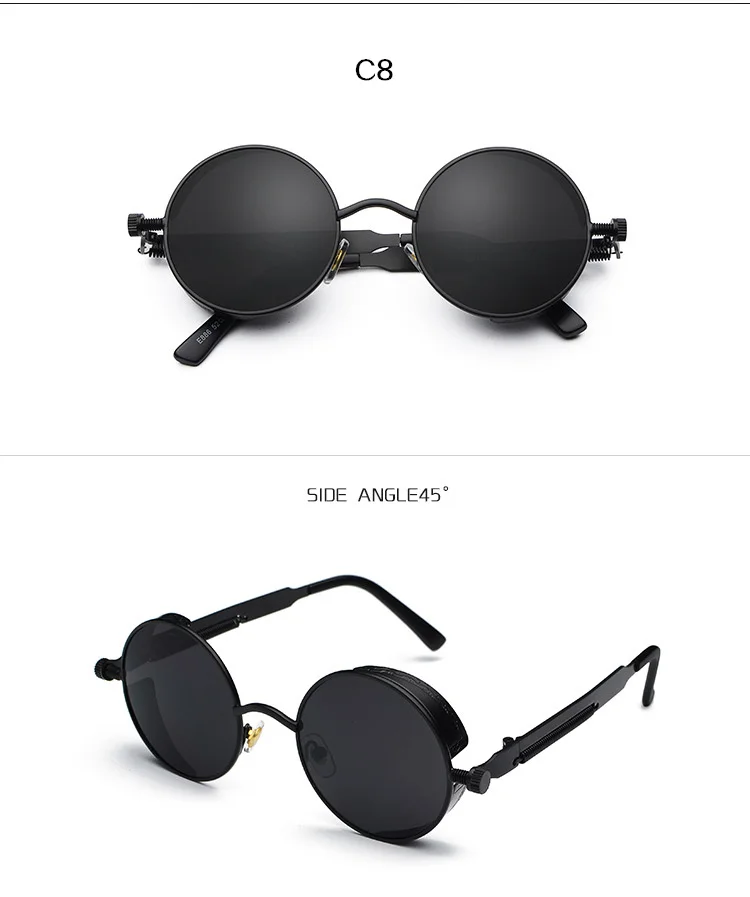 Oulylan круглые стимпанк Солнцезащитные очки для мужчин и женщин готические очки Брендовые дизайнерские ретро металлические солнцезащитные очки высокого качества