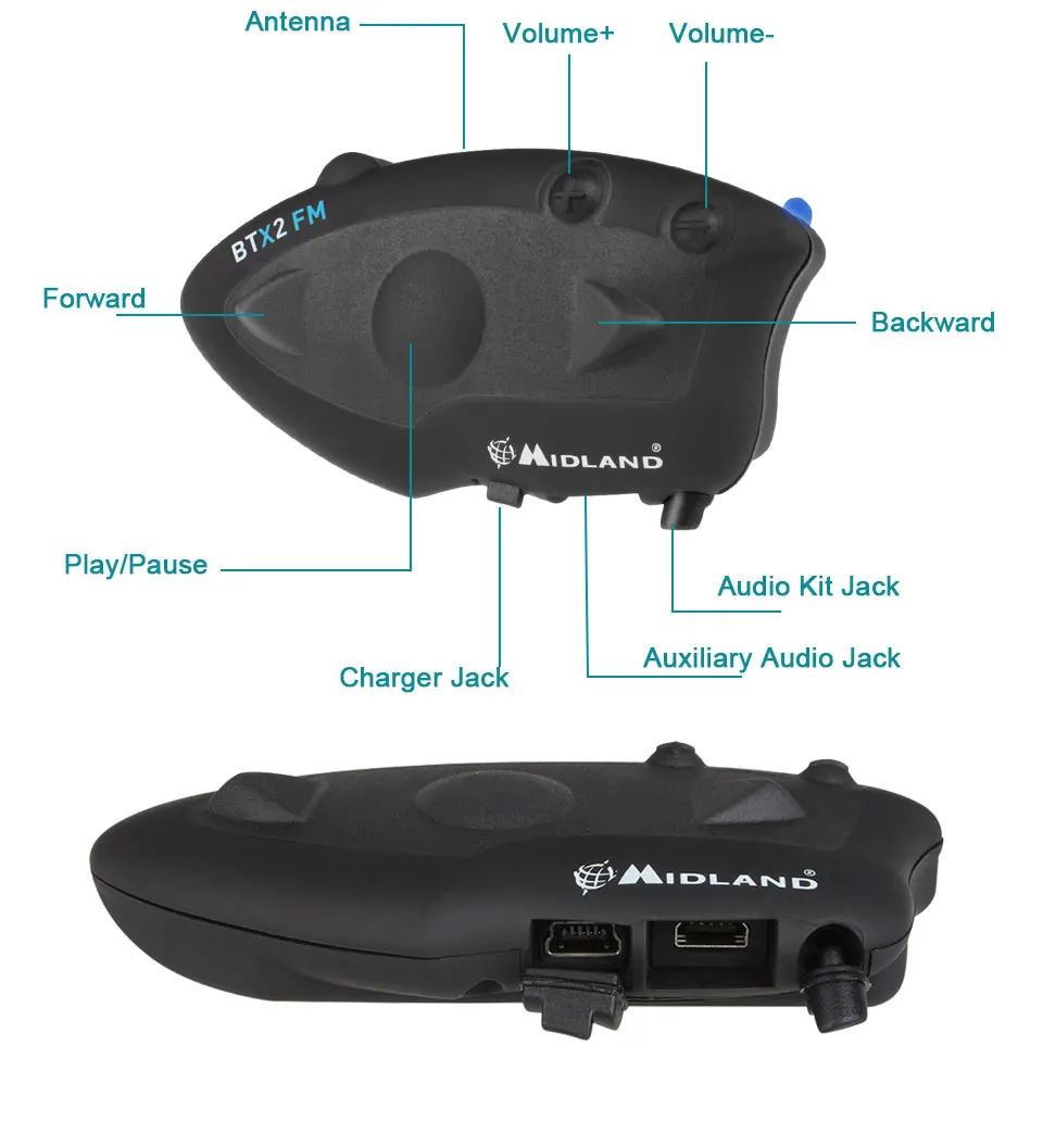 2 шт MIDLAND BTX2 FM мотоциклетный шлем Bluetooth домофон 800 м водонепроницаемый беспроводной шлем гарнитура Intercomunicador Moto