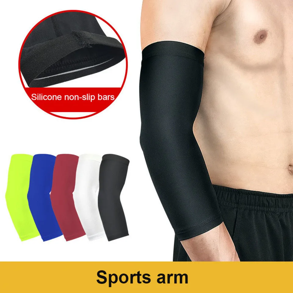 

1PC Men's Running Sports Basketball Arm Sleeve Cycling Compression Arm Warmers Elbow Protector Pads Support