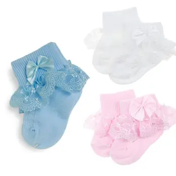 

Cute Girls Blended Cotton Lace Socks Solid Color Bow Baby Children Summer Thin Sock Gifts