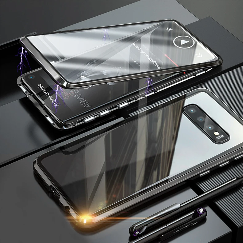 

Magnetic Case For Samsung S10 E Double Sided Glass For Samsung Galaxy S10 Plus + Tempered Glass Back Magnet Cover Coque Fundas