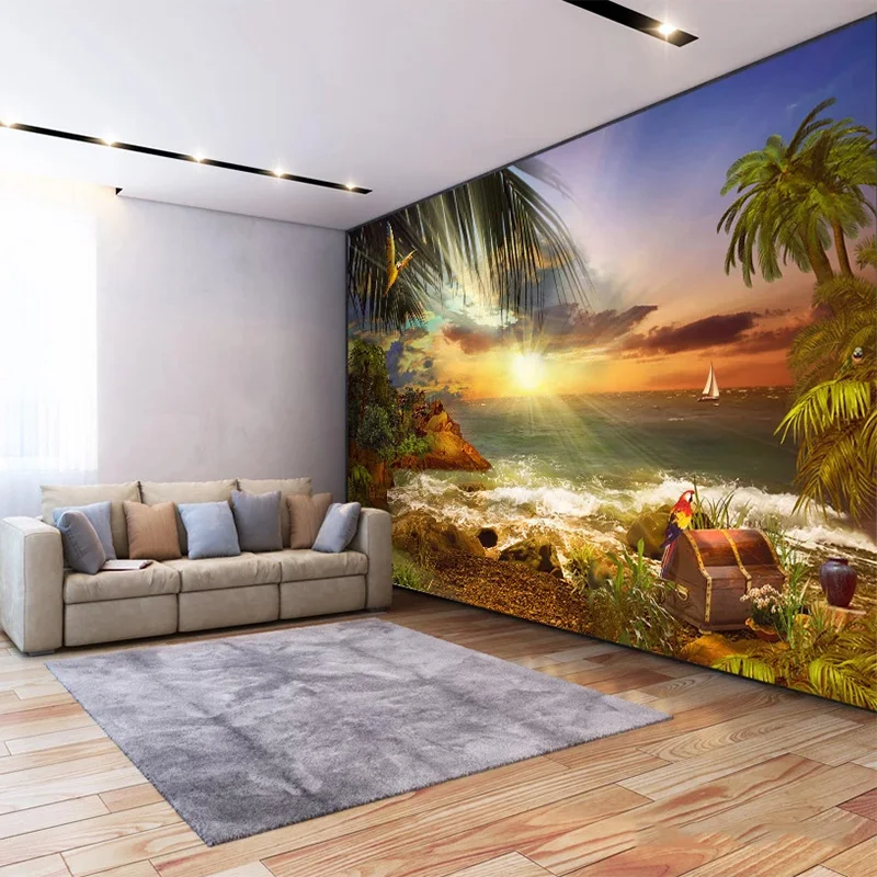 Пользовательские Настенные обои 3D остров пляж морской пейзаж настенная живопись гостиная спальня водонепроницаемый холст домашний декор Papel де Parede