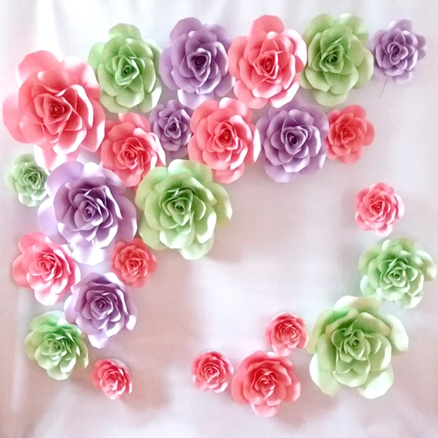 wedding backdrops 25pcs set cardboard paper rose window display paper flower display