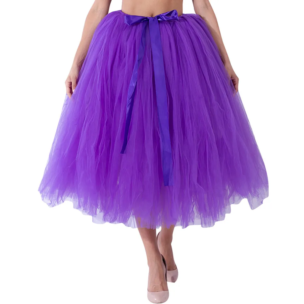 

Summer Skirts Women Mesh TulleTutu Skirt Bridesmaid Princess Flared Skirt Daily Party Casual ruffle beach Bubble Maternity Skirt