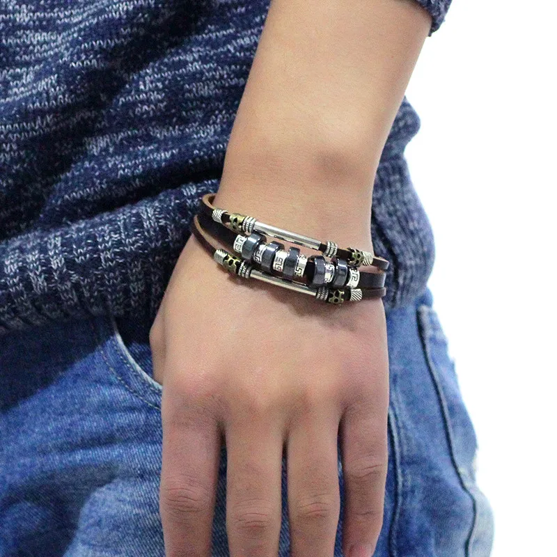 Midger-Brand-New-Fashion-Men-Jewelry-Black-and-Brown-Leather-Tungsten-Steel-Beaded-Bracelets-for-Men (5)