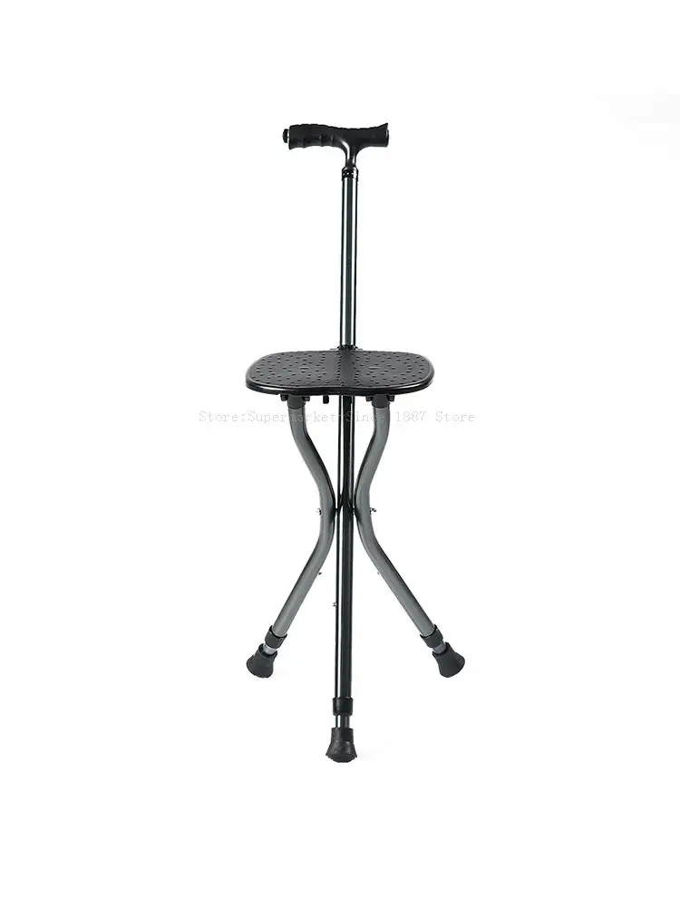 

Elderly abduction chair four feet with stool elderly cane multifunctional high and low adjustable non-slip folding cane stool