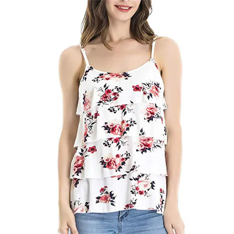 Women's Maternity Sleeveless Tops Floral Print Nursing Baby Vest Clothes Ropa tank top enfermera Maternity wear 4HJ