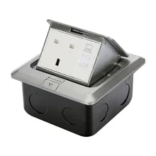 Гнездо заземления из алюминиевого сплава Yingbiao+ компьютерная вставленная квадратная всплывающая вставка напольная розетка 10A 110 V-250 V