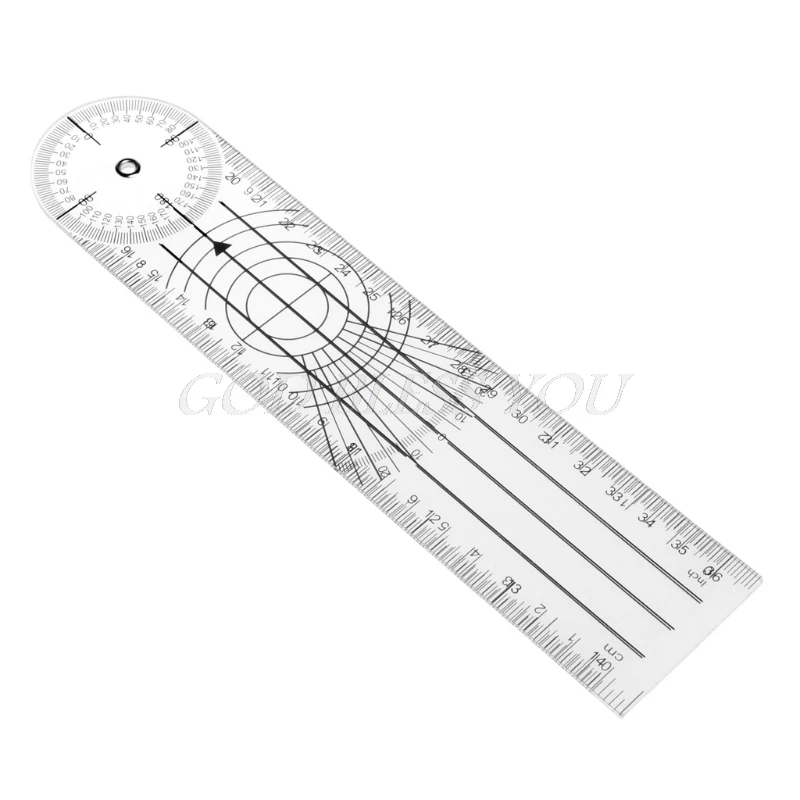 Userful Multi-Ruler 360 градусов Гониометр, угломер медицинская спинномозговая линейка см/дюйм