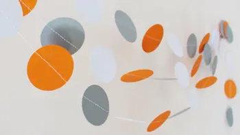 

Orange White Grey circles paper 10ft banners, Fall Wedding garland, Autumn Wedding decor, Autumn baby shower decorations,
