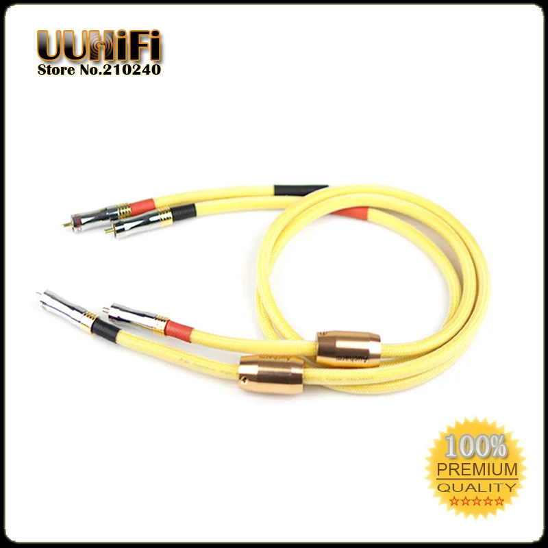 

2PCS/pair High Quality HIFI RCA Cable 4N OFC Silver-plated Copper RCA To RCA Audio signal cable for DAC Amplifier / Yellow