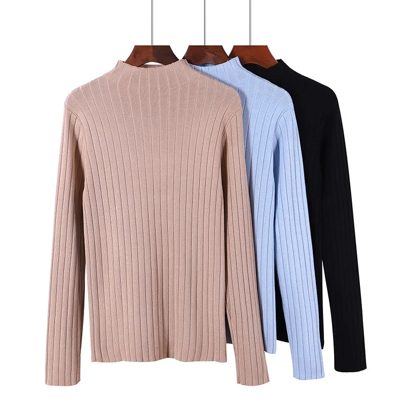 Korean Half Turtleneck Knitted Sweater Women Pullover Ribbed Sweater Ladies 2018 Fall Winter Basic Thick Warm Slim Jumper Tops Korean Half Turtleneck Knitted Sweater Women Pullover Ribbed Sweater Ladies 2018 Fall Winter Basic Thick Warm Slim Jumper Tops