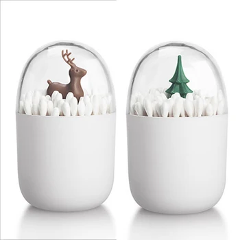 

1Pc Table Decorate Toothpick Holder For Cotton Wheels Plastic Cotton Swab Holder With Cute Cactus Trees Rabbit Table Accessories
