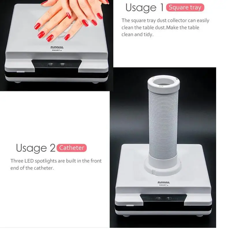 SMART-K1 new lighting vertical dual-use nail cleaner 60W fine filter nail dust machine