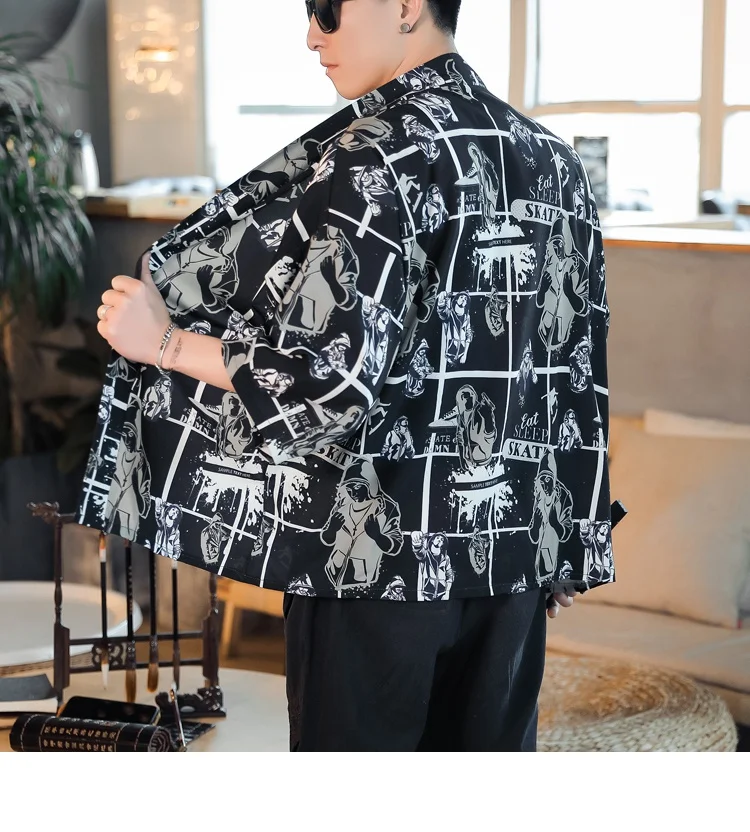 Zongke китайский Кимоно Кардиган для мужчин Уличная летняя рубашка японское кимоно Мужская кимоно рубашка мужская 5XL одежда новое поступление