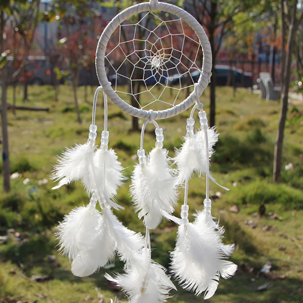 Originality Dream Catcher Net White Black Feather Wind Chimes Indian