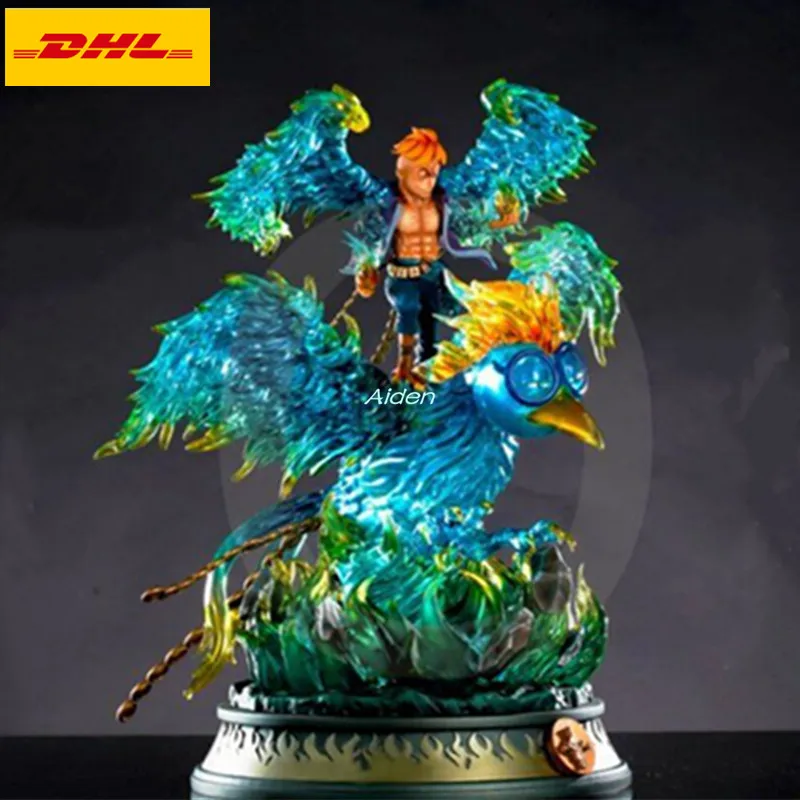 

15" ONE PIECE Statue Whitebeard Pirates Bust Marco Full-Length Portrait The Secular Bird LED GK Action Figure Toy BOX 40CM B1284